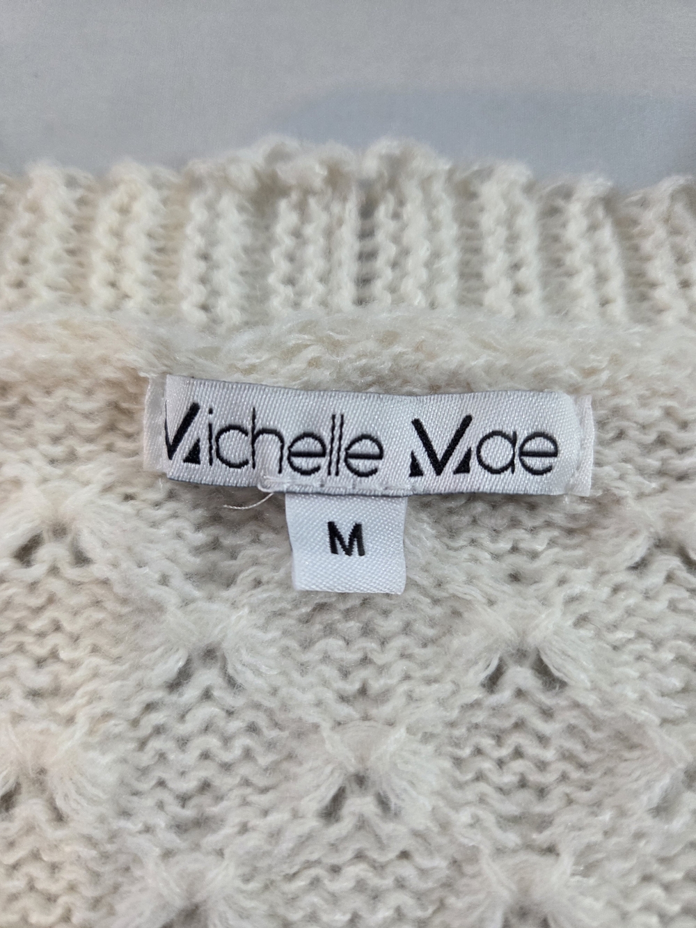 Cream Crochet Flower Knit Cardigan - Picture 3 of 6